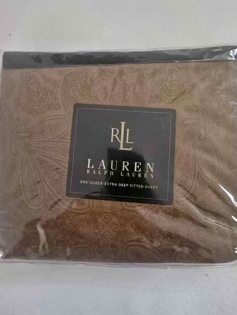 Rare Vintage Ralph Lauren Doncaster Queen Extra Deep Fitted Sheet Camel NEW